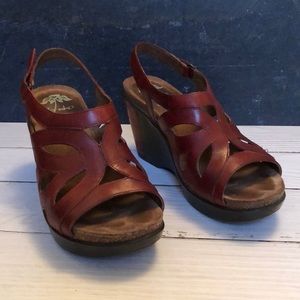 Dansko Red Wedge Sandals